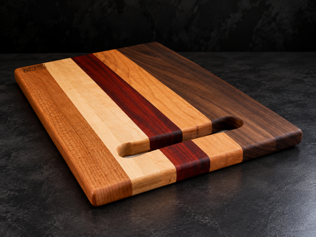 Walnut, Maple, Cherry & Purpleheart Charcuterie Board