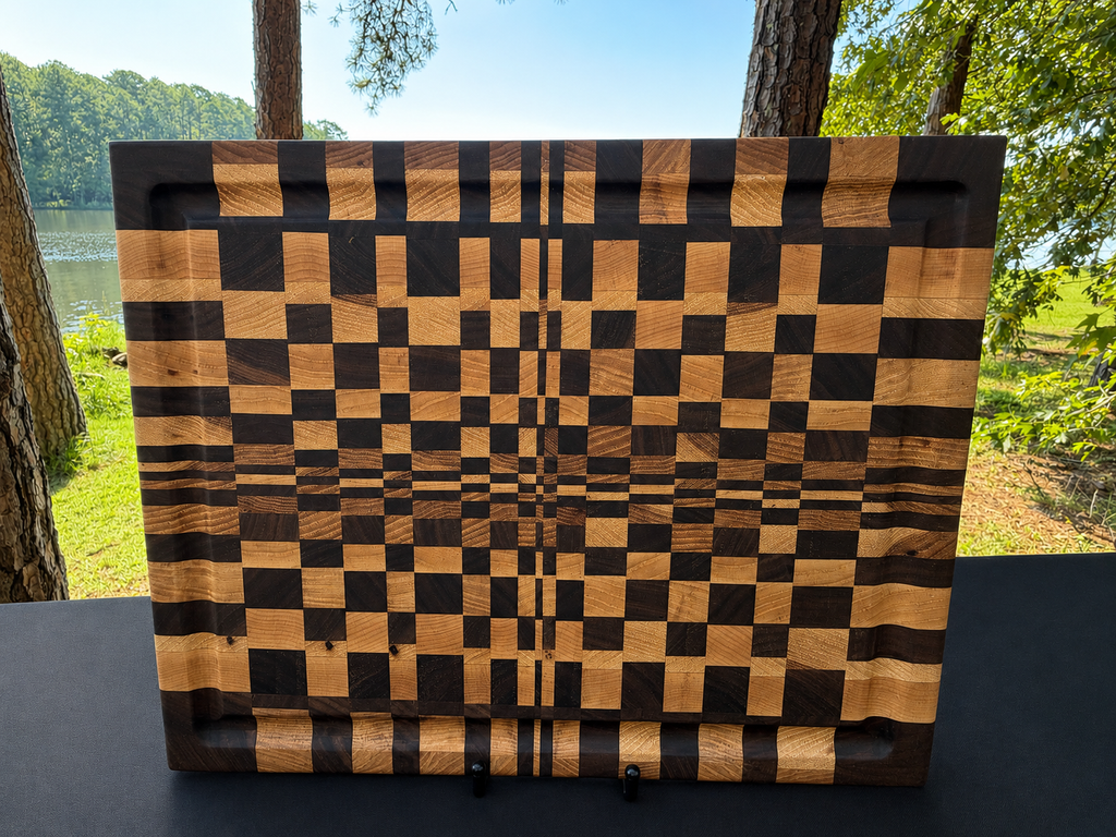Walnut & Maple End Grain Optical Illusion Cutting Board