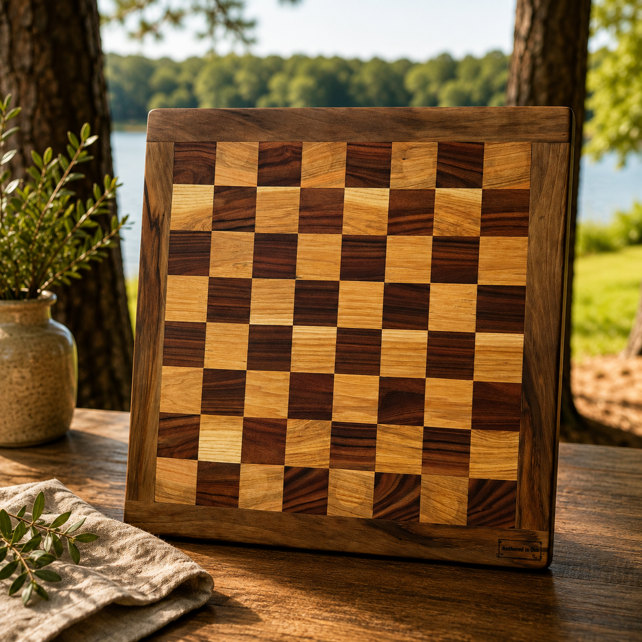 Zebrawood, Maple & Sweet Gum Chess Board – 16x16 inch